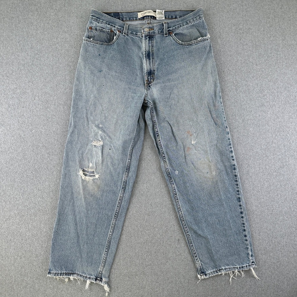 Vintage Levis Jean Men 36x30 Blue 560 Comfort Fit Distressed Denim Wide Leg